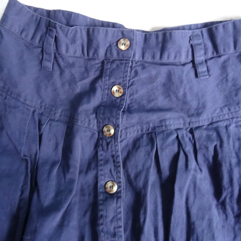 womens vintage style size 12 navy blue button up skirt maxi